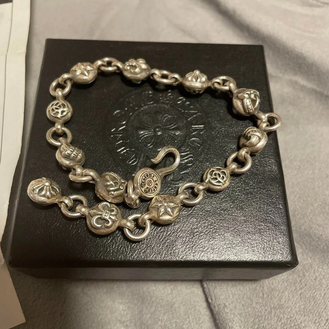 CHROME HEARTS Autentico Bracciale CUORI CROMATI Multisfera Argento 925 Con Scatola Fattura Copia