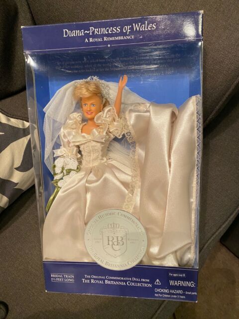 Diana Princess of Wales Wedding Doll Bride White Dress Bouquet Bridal Train 1997 for sale online 