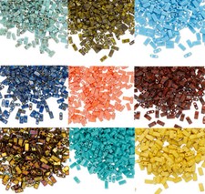 100 Miyuki Half Tila Two Hole Rectangle Glass Beads 5MM Opaque Picasso Colors