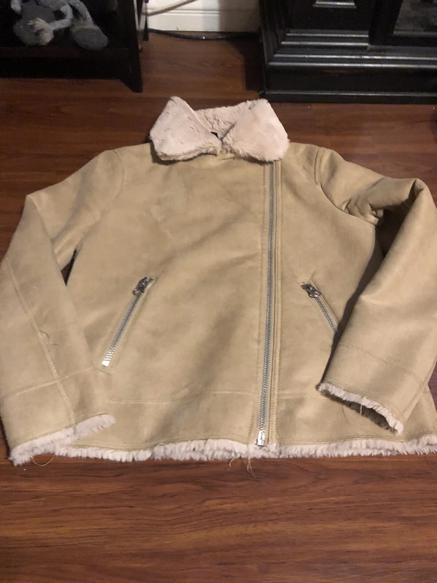Faux fur lined top biker jacket h&m