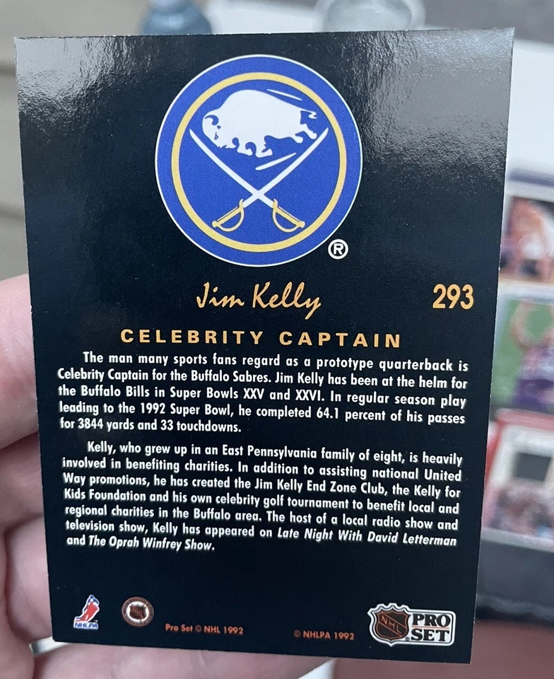 1991-92 Pro Set Platinum Jim Kelly Celebrity Captain Buffalo Sabres #293 Bills - Image 2 of 2