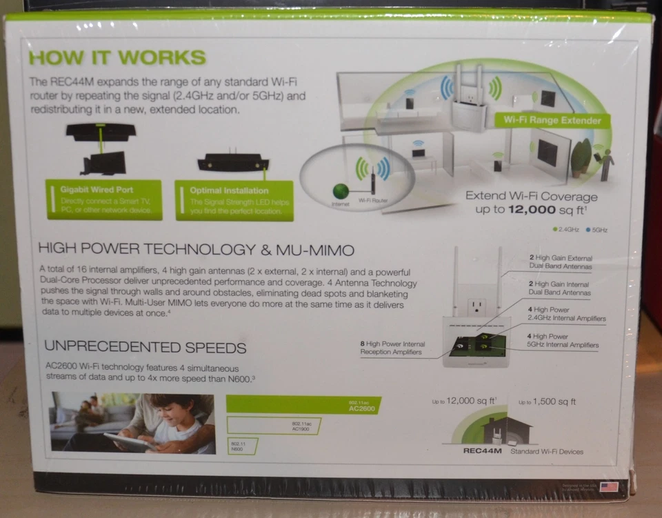 Amped Wireless High Power AC2600 Plug-In Wi-Fi Range Extender REC44M - Image 2 of 4
