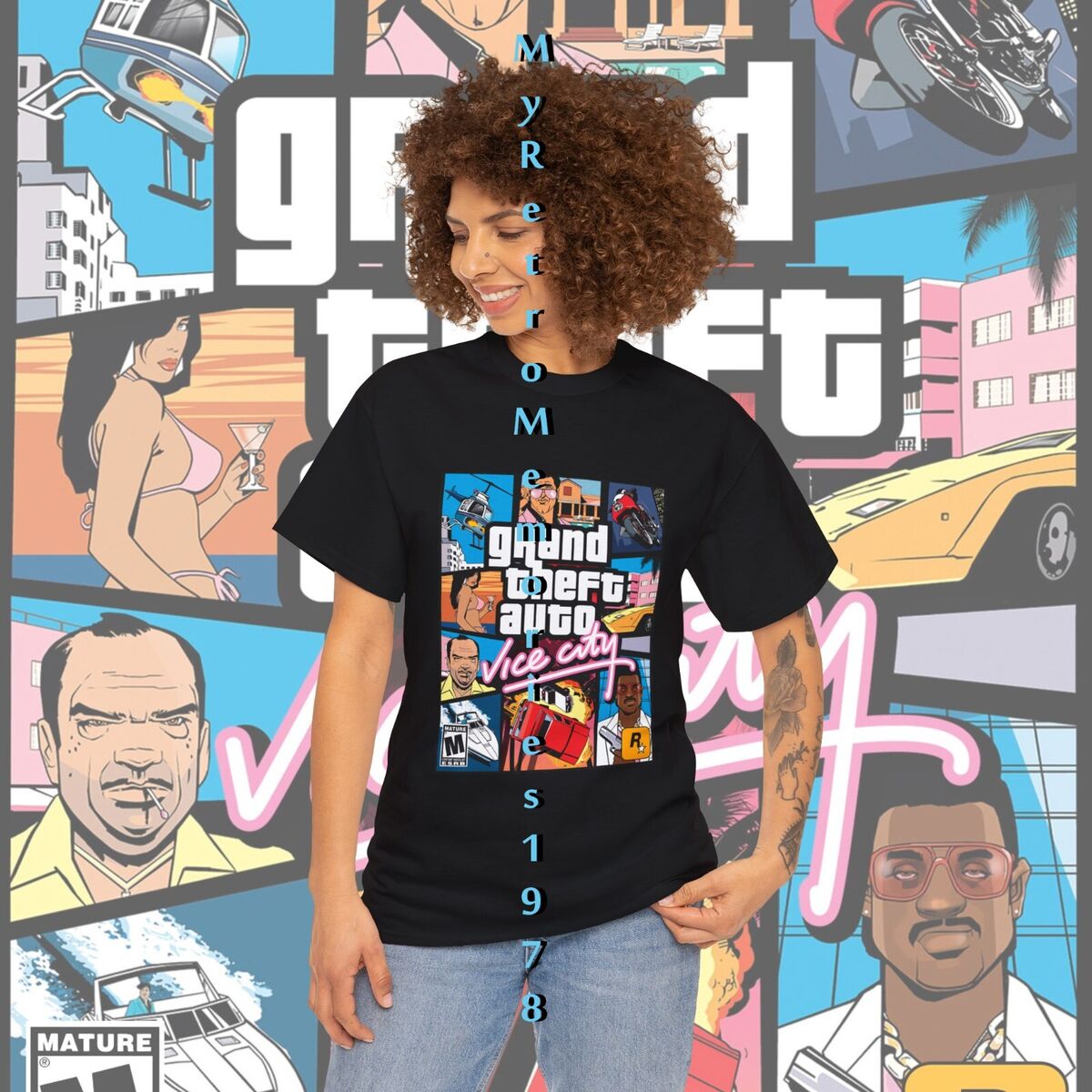 NEW Grand Theft Auto Vice City GTA Box Art Design Black T NEW Grand Theft Auto Vice City GTA Box Art Design Black T
