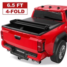 6.5FT 4 Fold Soft Truck Bed Tonneau Cover For 2014-2021 Toyota Tundra On Top