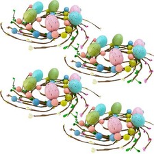 4 Pcs Easter Egg Candle Rings Wreaths Spring Egg And Pip Berry Candle Rings Arti
