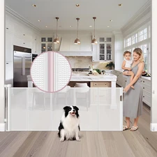 Reinforced 72" Wide Retractable Baby Gate with Rods Prevent Sagging, Retractable