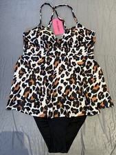 Women s Two Piece Tankini Swimsuit Top with Bottom Set Medium NWT