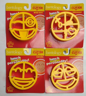 Bentoogy Sandwich Cutter. Wise Guy, Smoochy, Emily, Sweetheart. Lot of 4