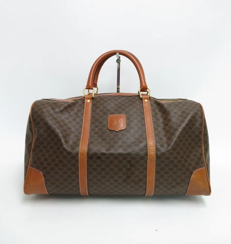 Authentic CELINE Leather Vintage Macadam Boston Bag Hand Bag #40388