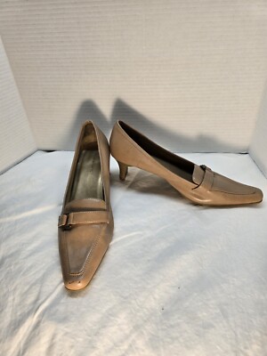 Predictions Womens Low Heel Slip-on Size US 7.5 Tan Shoes Buckle See Desc & Pics