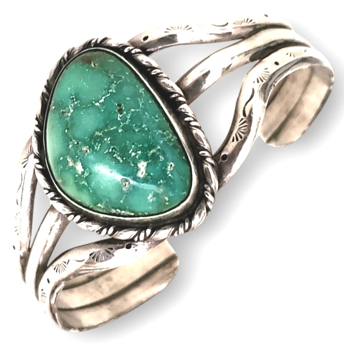 Big 3' Tall Vintage Navajo 'Plethora Of Turquoise' Native American Jewelry Silver Bracelet Big 3' Tall Vintage Navajo 'Plethora Of Turquoise' Native American Jewelry Silver Bracelet