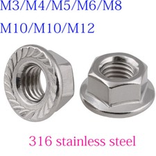 M3 M4 M5 M6 M8 M10 M12 Metric 316 Stainless Steel Hex Serrated Flange Lock Nuts