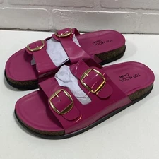 NEW - Top Moda Luca Patent Buckled Sandals - Fuschia Pink - 8.5