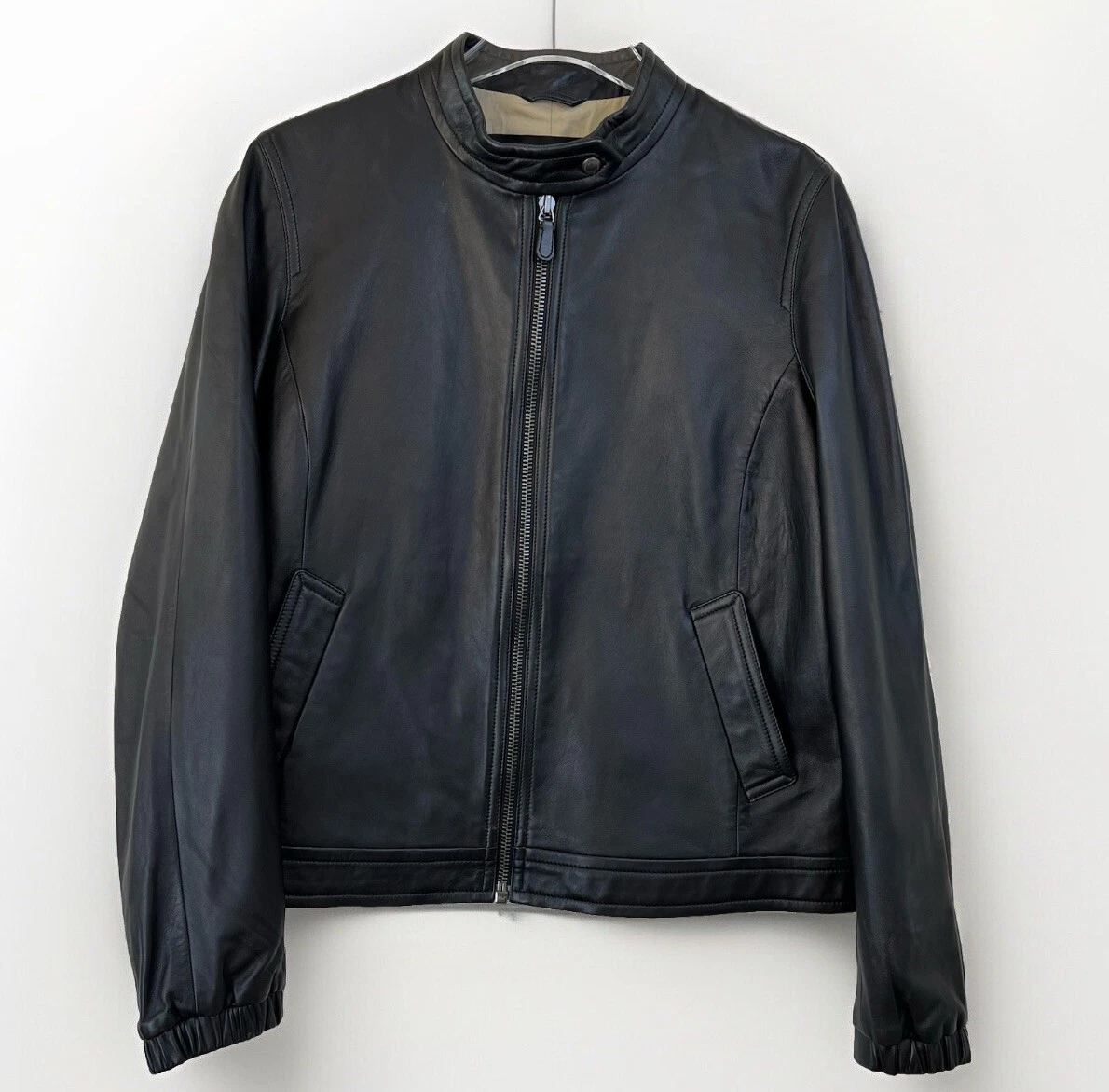 Giacca Coach 100% pelle di pecora nera donna XL moto nuova $798