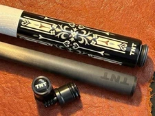 TNT Pool Cue With Carbon Fiber Shaft. White & Black Leather Wrap.