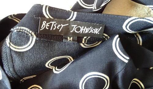 Vtg Betsey Johnson Black w/ White MOD Patterning Sleveless Mini Dress SZ M - Picture 7 of 12