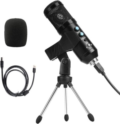 Studio USB Kondensator Mikrofon mit Mikrofonständer Streaming/Aufnahme/Gaming/Podcast