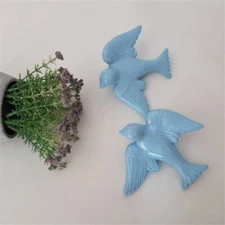 Hand Painted Blue Swallow / Ceramic Swallows / Ceramic Bird / Nursery Wall Deco