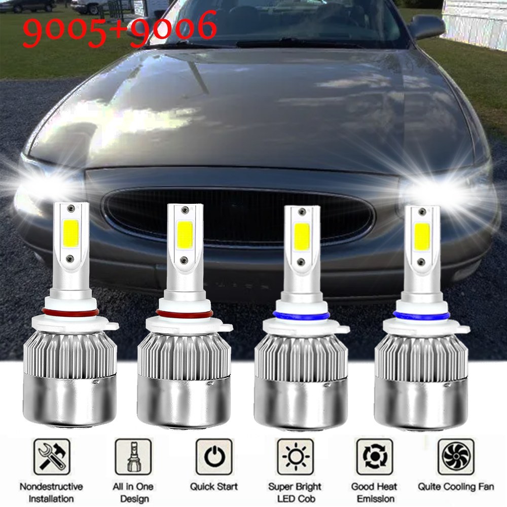 For Buick Century 1997-2002 2003 - 4x 6000K LED Headlight High & Low Beam Bulbs
