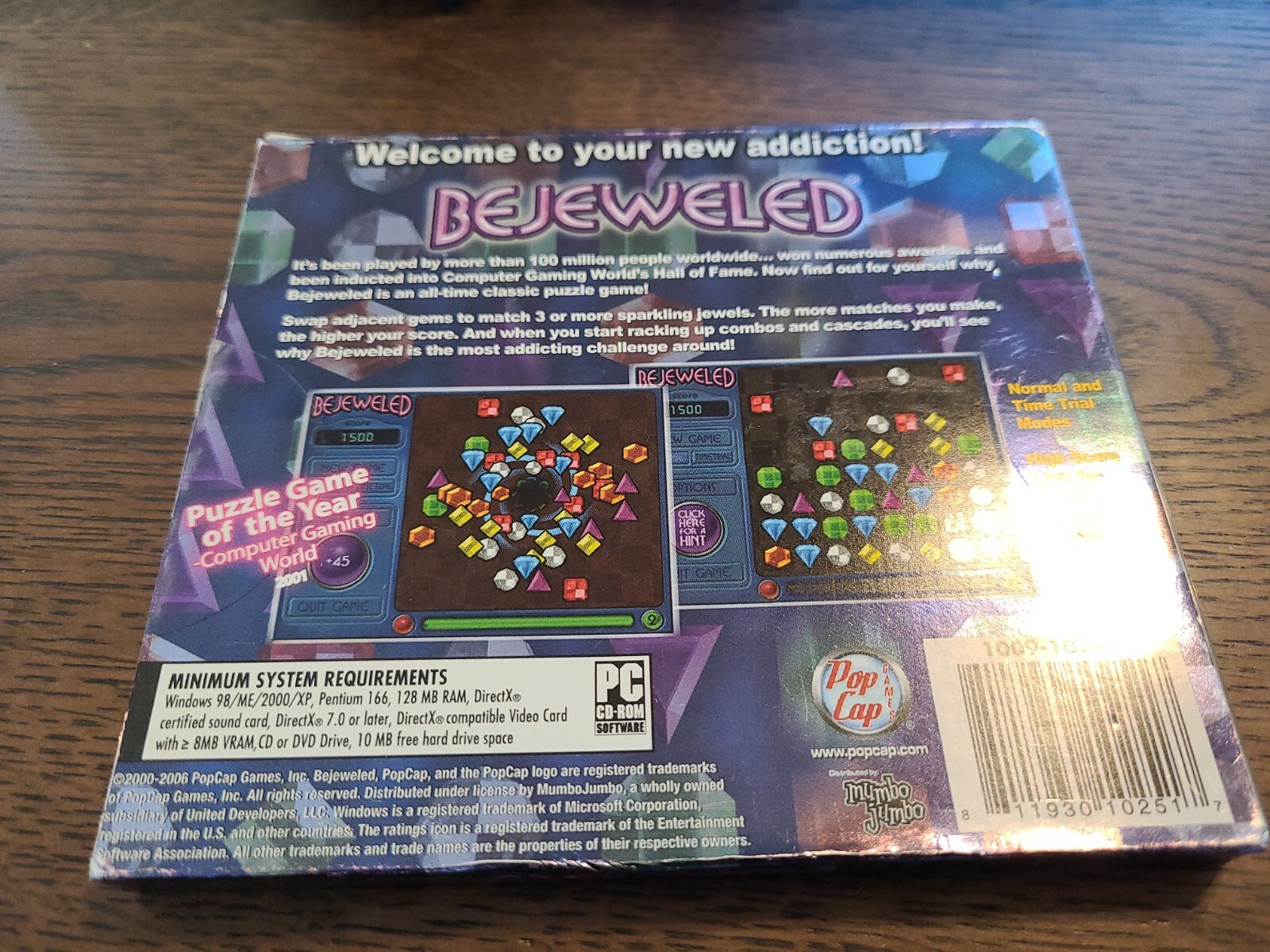 Bejeweled Deluxe PC CD ROM PopCap Games 2005 game for Windows 98/Me