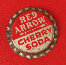 VINTAGE RED ARROW CHERRY SODA BOTTLE CAP UNUSED RARE !!