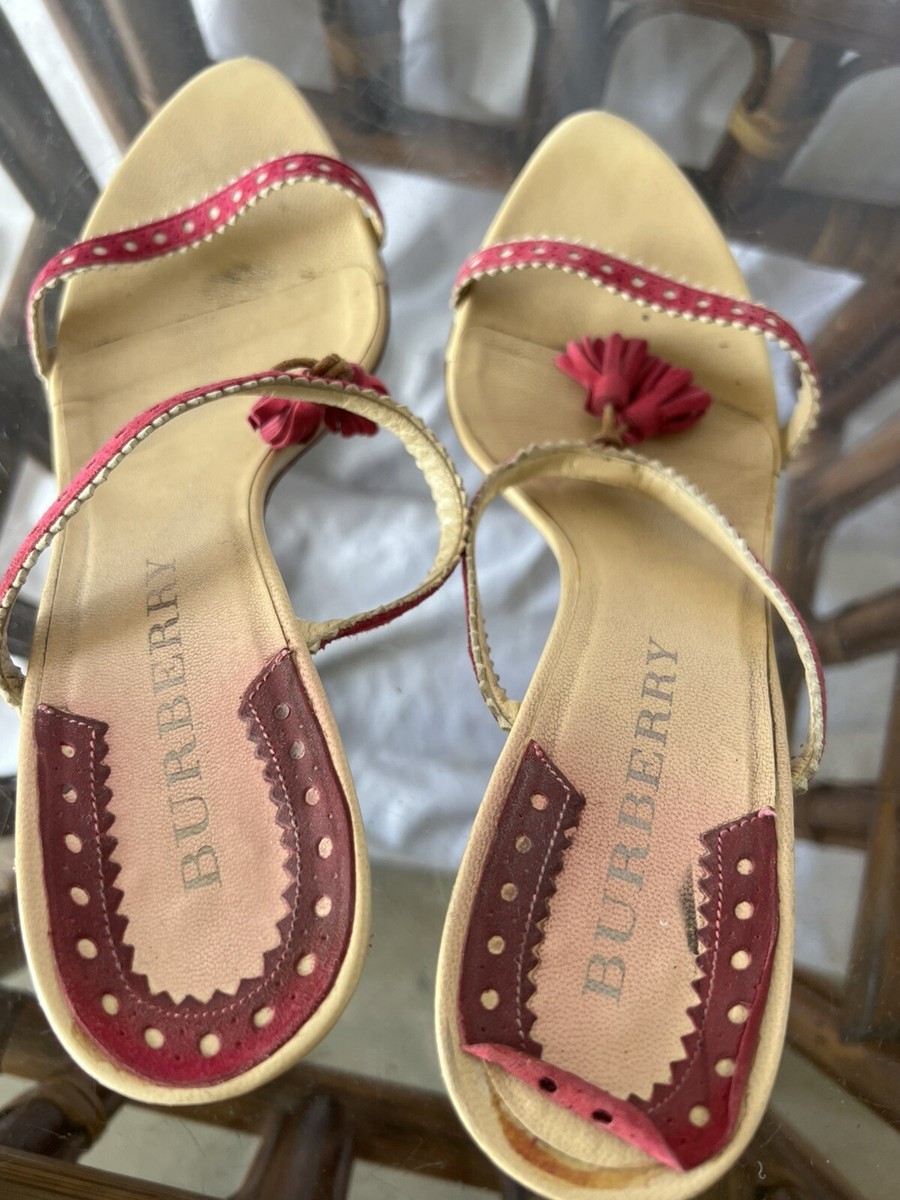 サンダル・ミュール BURBERRY Women Sandals 8101053C1791 PINK Burberry Ladies Candy Pink Eve Icon Stripe Strap Leather