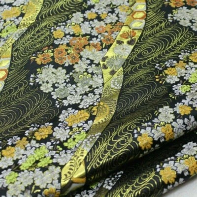 Japanisch Brokat Stoff Satin Kunstseide Blumen Kleider Vintage - Bild 1 von 4