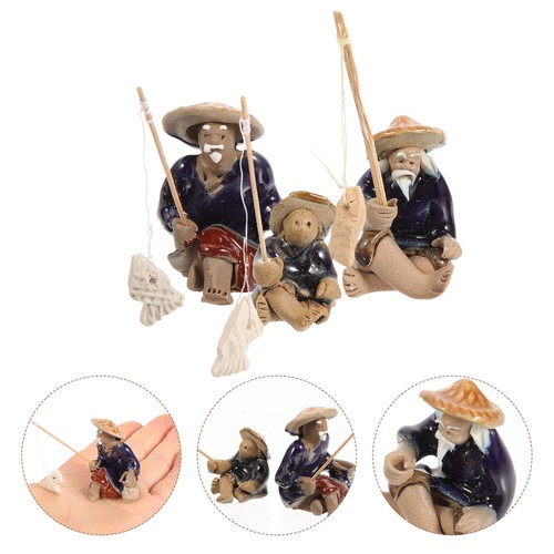 3Pcs Fisherman Figurine Decorative Garden Fisherman Figurines
