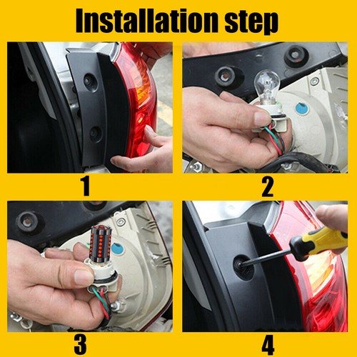 2x Universal 1157 Red LED Strobe Flash Bright Brake Tail Light Stop Parking Bulb - Picture 7 of 12