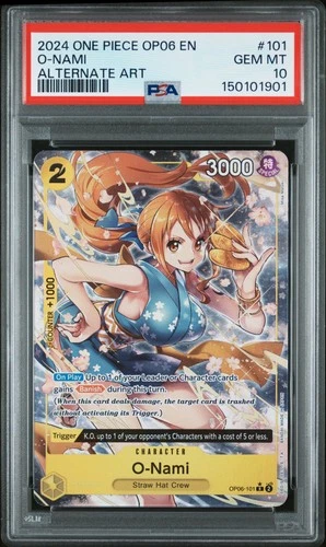 2024 ONE PIECE OP06-WINGS OF THE CAPTAIN ALTERNATE ART #101 O-NAMI PSA 10