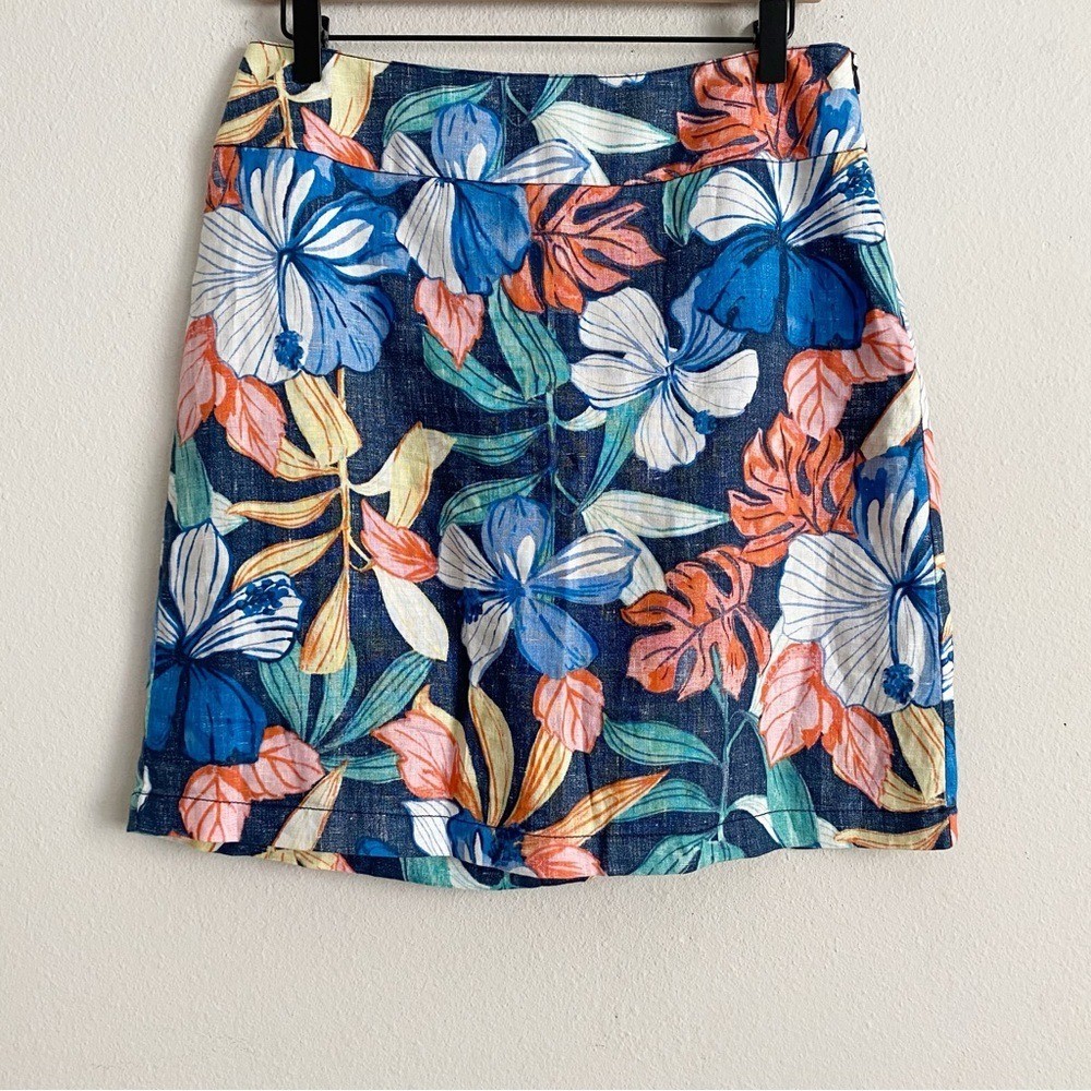 Tommy Bahama Tropical Floral Short Lined Linen Skirt size 4