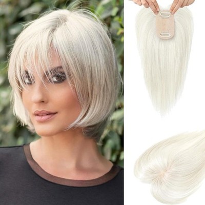 Real Human Hair Toppers for women Echthaar-Topper für Frauen, 26 cm Clip-in-P...