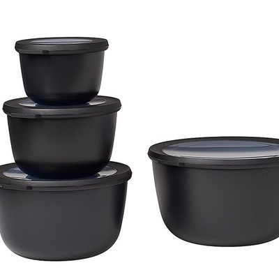 , Cirqula Set of 4 Multi Food Storage and Serving Bowls with Lids, Food Prep ...
