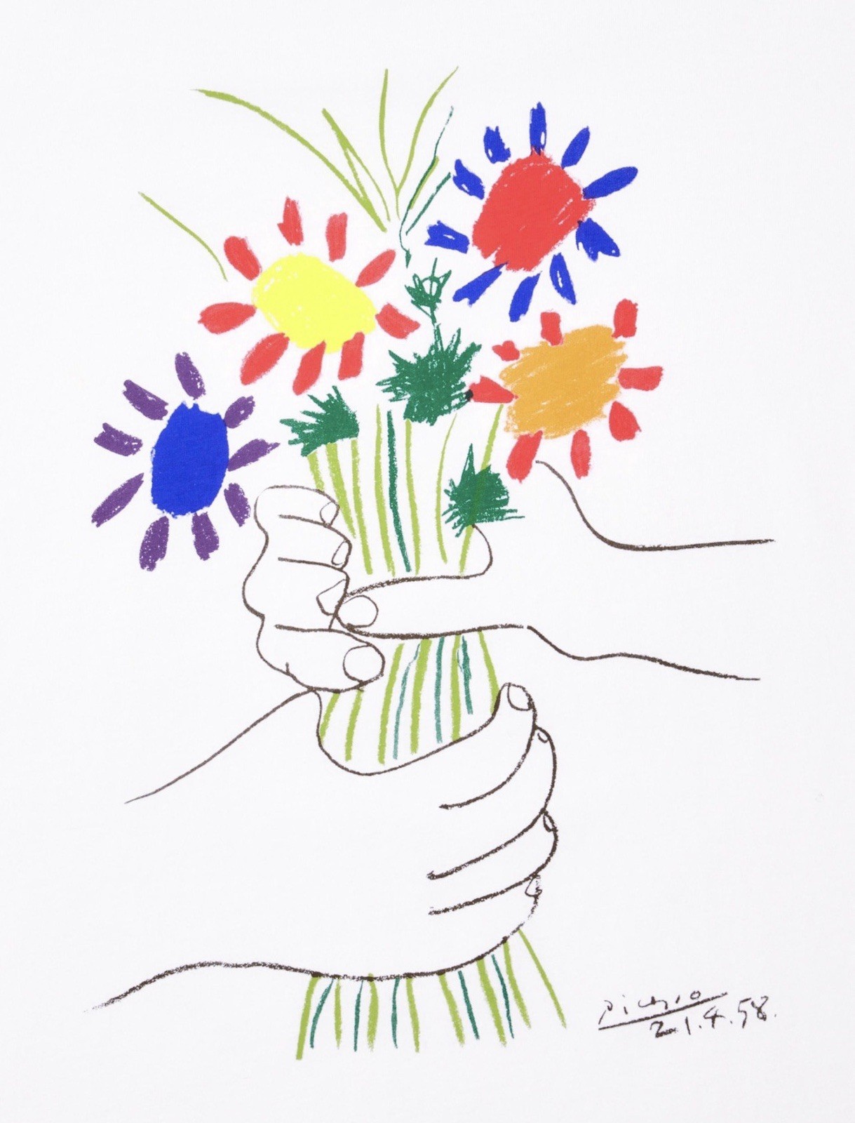 *RARE* UNIQLO Peace for All T-Shirt Picasso Bouquet of Peace Japan Size L (US M) image 4