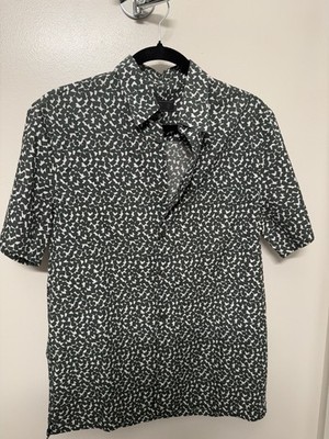 Prada Milano Men s Green Pattern Short Shirt Size 38 15 Small Made in Italy