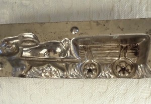 Vintage German Chocolate Mold Rabbit Pulling Cart