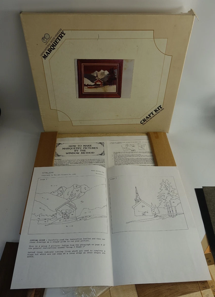 Juego de marquetería vintage World of Wood kit de carpintería 502 "escena alpina" envío y devolución gratuitos