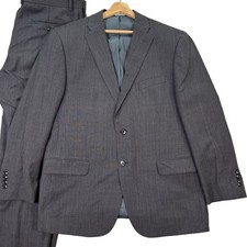 JOS A BANK TRAVELER Mens Wool Suit 46R Dark Gray Tailored Fit Pants 38x28 Casual
