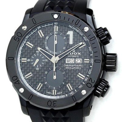 EDOX Chronoffshore 1 01122-37N1-NIN1-S Automatic Black Dial Rubber Men's Watch