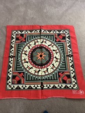 VTG 80s Southwestern Thunderbird Bandana Red Aztec Geometric Cotton Made in USA