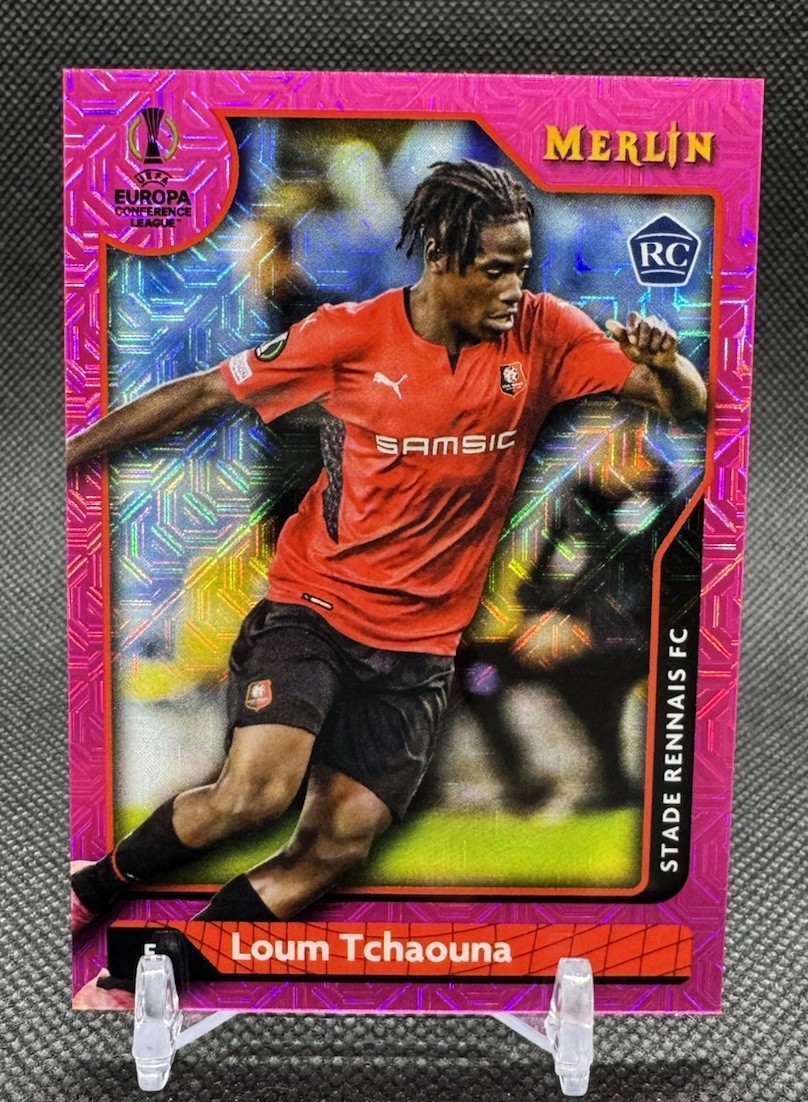 2021-22 Merlin UEFA #136 Loum Tchaouna Pink Mojo Refractor /275