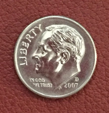 Dime D Roosevelt 2007 - très belle pièce réelle - Livraison gratuite.