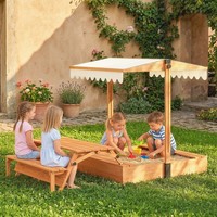 Aiyaplay Sandkasten Mit Dach Sandkiste Mit Klappbarem Picknicktisch SitzbäNken
