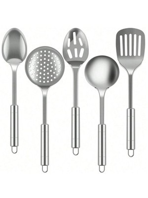 5-teiliges Edelstahl-Kochutensilien-Set - Küchenlöffel & Spatel