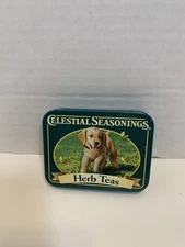 Celestial Seasonings Mini Tea Tin. Herb Teas. Featuring a Golden Labrador Puppy