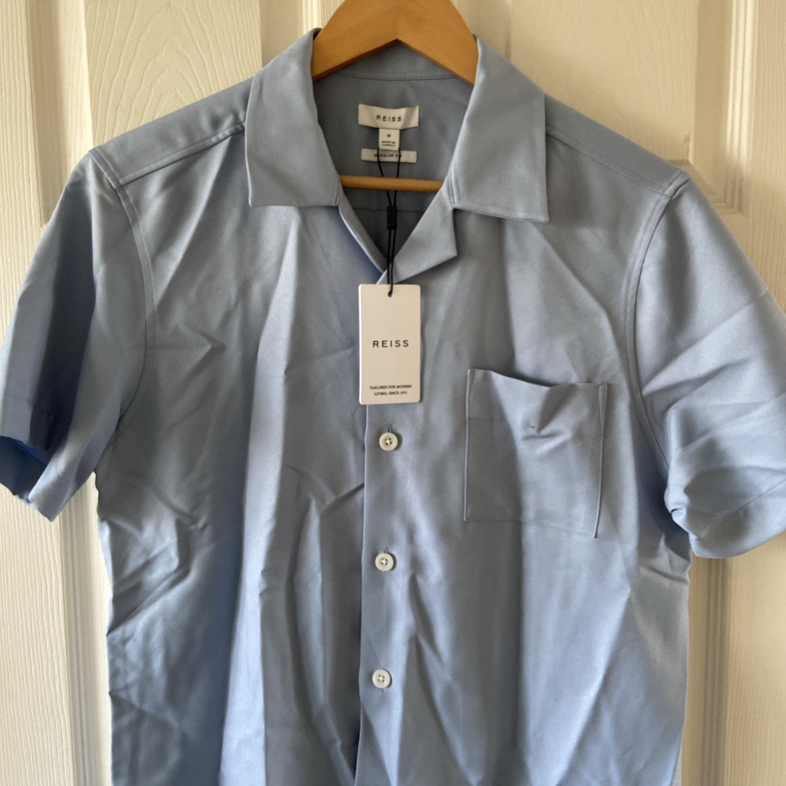 REISS Men’s Cuban Plain Shirt Blue Medium NEW With Tags  RRP £88