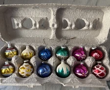 12 VTG Shiny Brite   Feather Tree Mercury Glass Christmas Ornament Lot