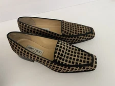 Jimmy Choo Shoes Size 37 New In Box US Size 7 Brown Beige Loafer Pony Nappa Hair
