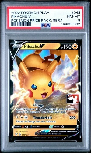 2022 Pokemon Vivid Voltage Play! Prize 1 Pikachu V #043 PSA 8