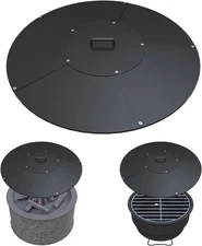 24" Round Fire Pit Lid Fits for Bonfire Pits up to 22", Metal Cover Black 